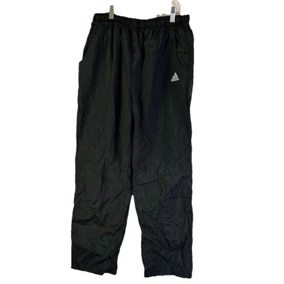 Vintage Y2K Adidas Spell Out Lined Baggy Gym Sweat Pants Black - Picture 1 of 6